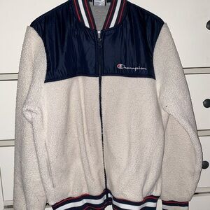 Champion Navy and Cream Zip-Up Jacket